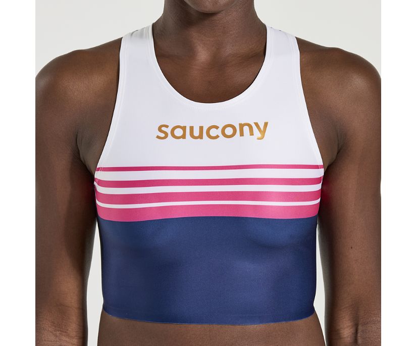 Saucony Elite Crop Vest Ženske Bele Roza Modre | 698-55370