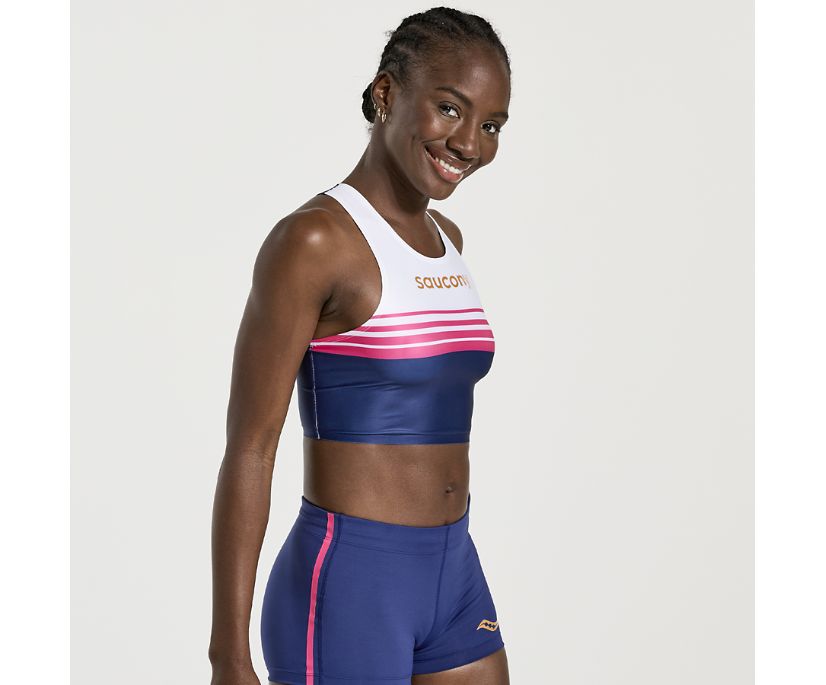 Saucony Elite Crop Vest Ženske Bele Roza Modre | 698-55370