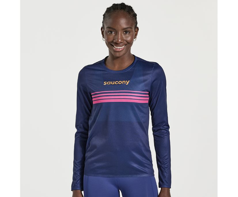 Saucony Elite Long Sleeve Majice Ženske Temno Modre | 429-31445