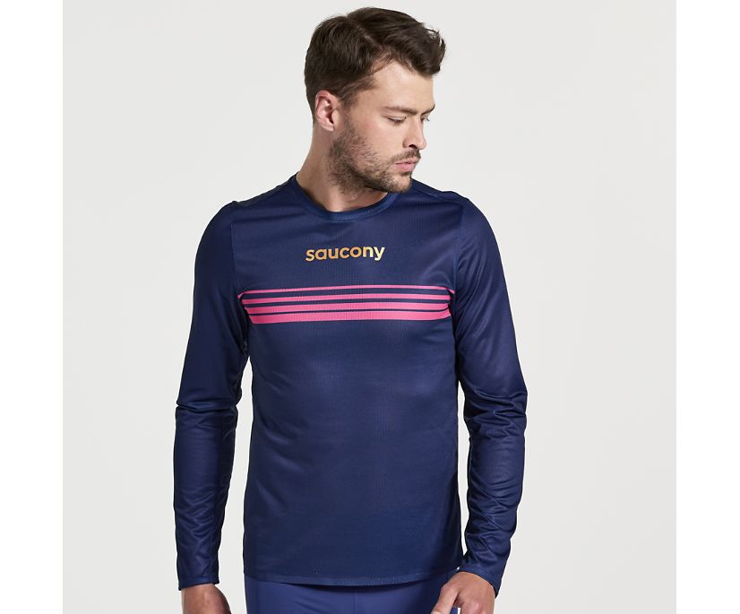 Saucony Elite Long Sleeve Srajce Moški Temno Modre | 712-40418