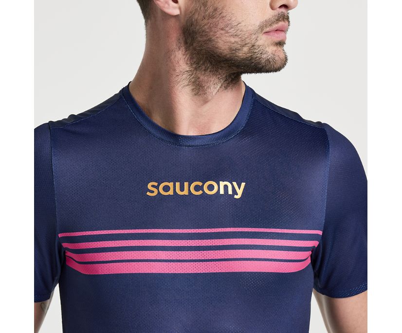 Saucony Elite Short Sleeve Srajce Moški Temno Modre | 348-76302