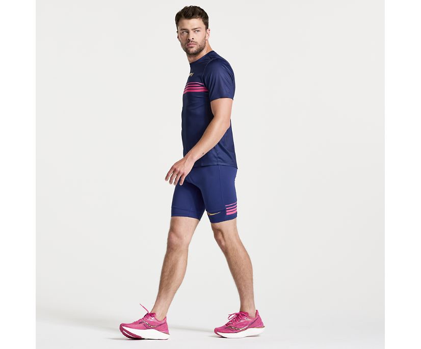 Saucony Elite Short Sleeve Srajce Moški Temno Modre | 348-76302