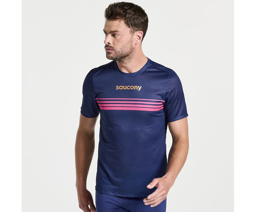 Saucony Elite Short Sleeve Srajce Moški Temno Modre | 348-76302