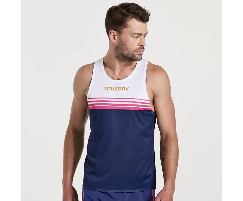 Saucony Elite Singlet Vest Moški Bele Temno Modre | 100-36957