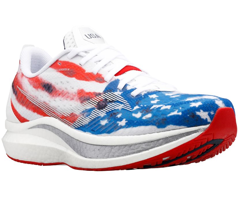 Saucony Stars & Stripes Endorphin Speed 2 Tekaški Čevlji Moški Rdeče Bele Modre | 337-27380