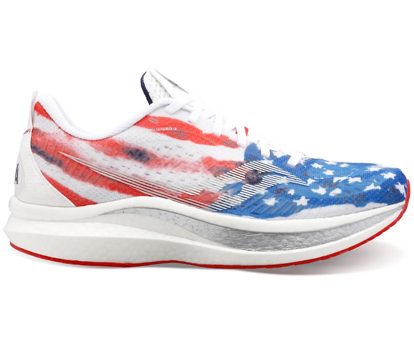 Saucony Stars & Stripes Endorphin Speed 2 Tekaški Čevlji Moški Rdeče Bele Modre | 337-27380