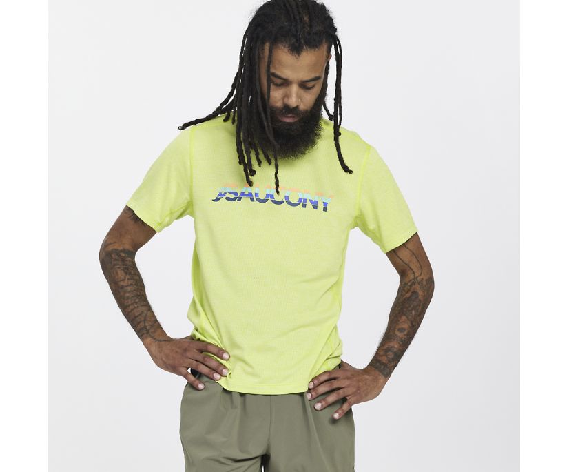 Saucony Stopwatch Graphic Short Sleeve Srajce Moški Svetlo Zelene | 189-19409