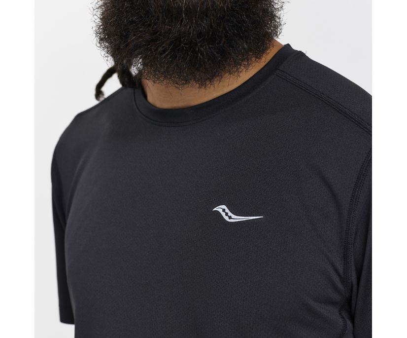 Saucony Stopwatch Graphic Short Sleeve Srajce Moški Črne | 304-31085