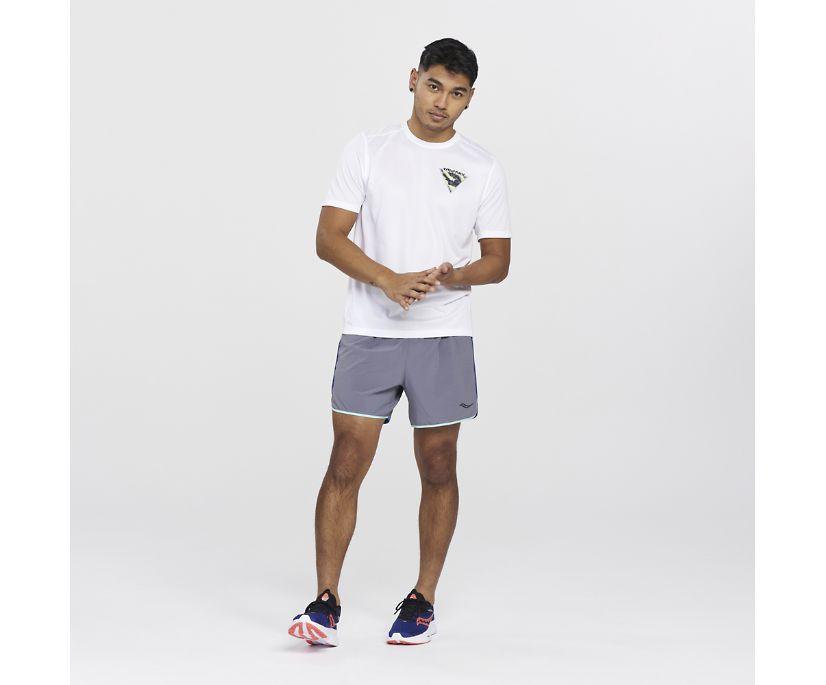 Saucony Stopwatch Graphic Short Sleeve Srajce Moški Bele | 316-26243