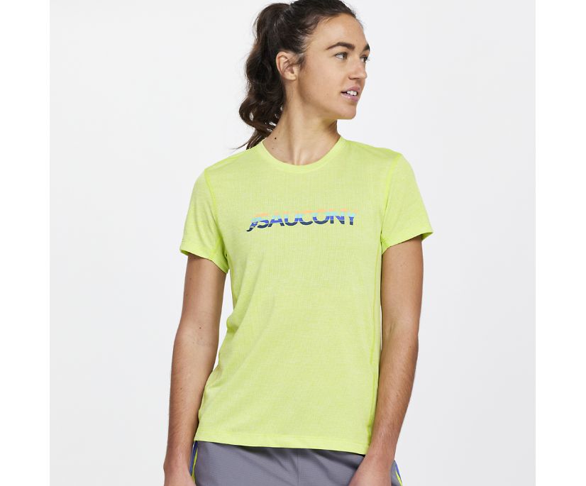 Saucony Stopwatch Graphic Short Sleeve Srajce Ženske Svetlo Zelene | 792-33867