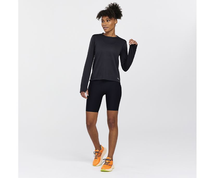 Saucony Stopwatch Long Sleeve Majice Ženske Črne | 976-86201