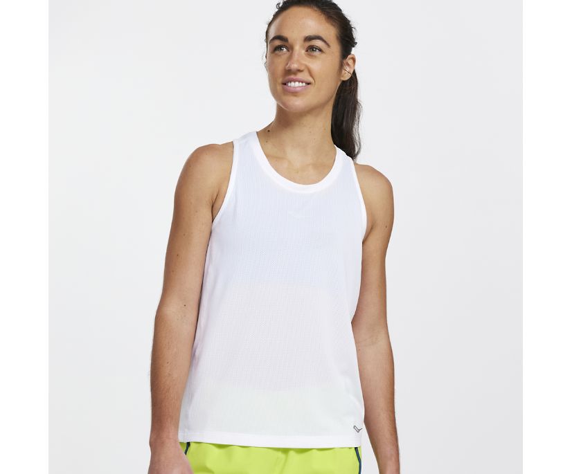 Saucony Stopwatch Singlet Vest Ženske Bele | 681-38182