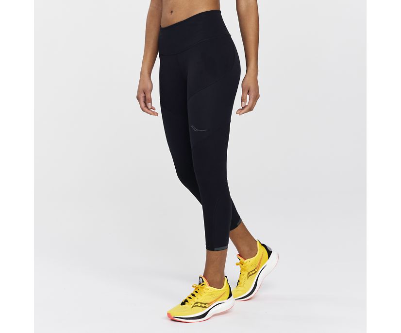 Saucony Time Trial Crop Tight Hlače Ženske Črne | 226-99939