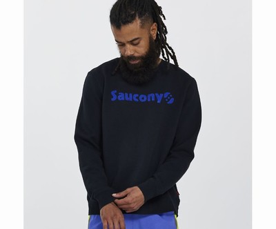 Saucony Rested Crewneck Puloverji Moški Črne | 618-36106