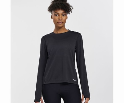 Saucony Stopwatch Long Sleeve Majice Ženske Črne | 976-86201