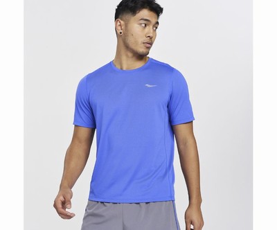 Saucony Stopwatch Short Sleeve Srajce Moški Modre | 441-41223