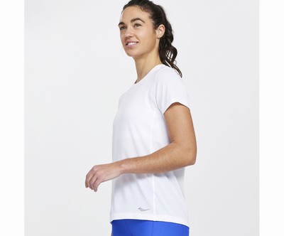 Saucony Stopwatch Short Sleeve Srajce Ženske Bele | 851-21412